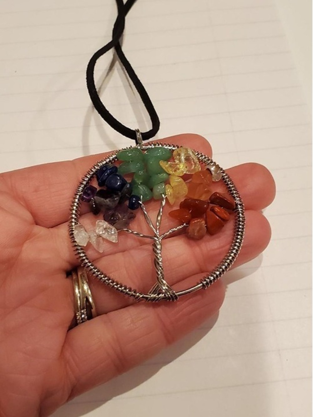 Rainbow quartz trees of life necklace